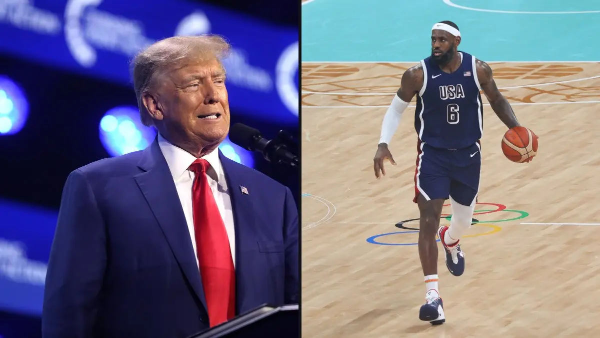Vasemmalta Donald Trump ja LeBron James