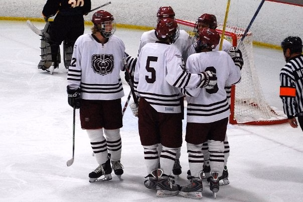 Missouri State Ice Bears club men's ice hockey celebration vs. Missouri Tigers club men's ice hockey