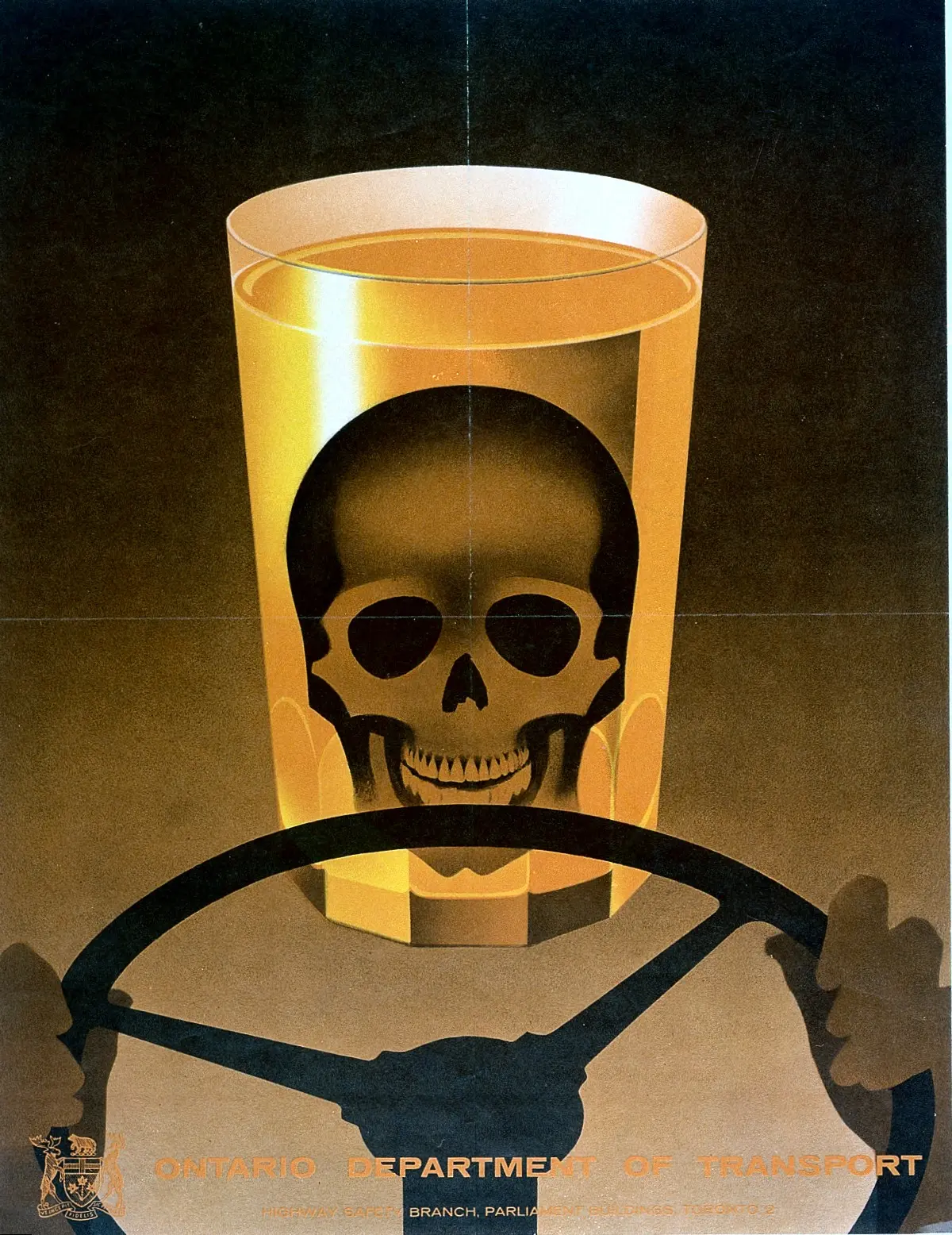 A skull in a drinking glass at the steering wheel of a motor Wellcome L0026402