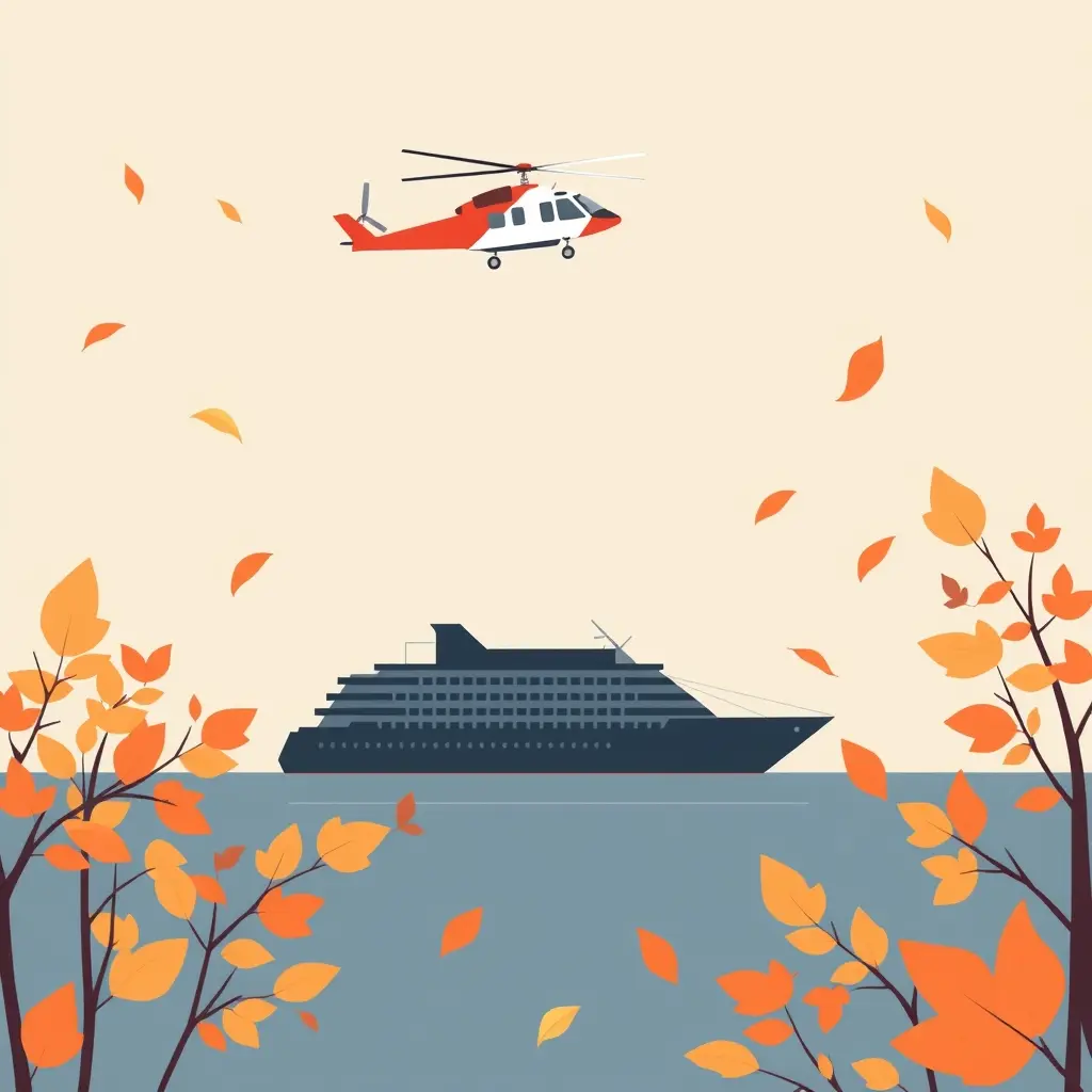 Syksyinen kuva pelastushelikopterista Silja Symphonylla.