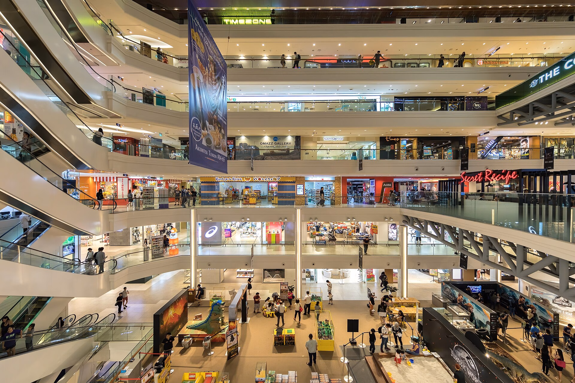 Large interior view of Plaza Singapura Shopping mall Orchard Road Singapore