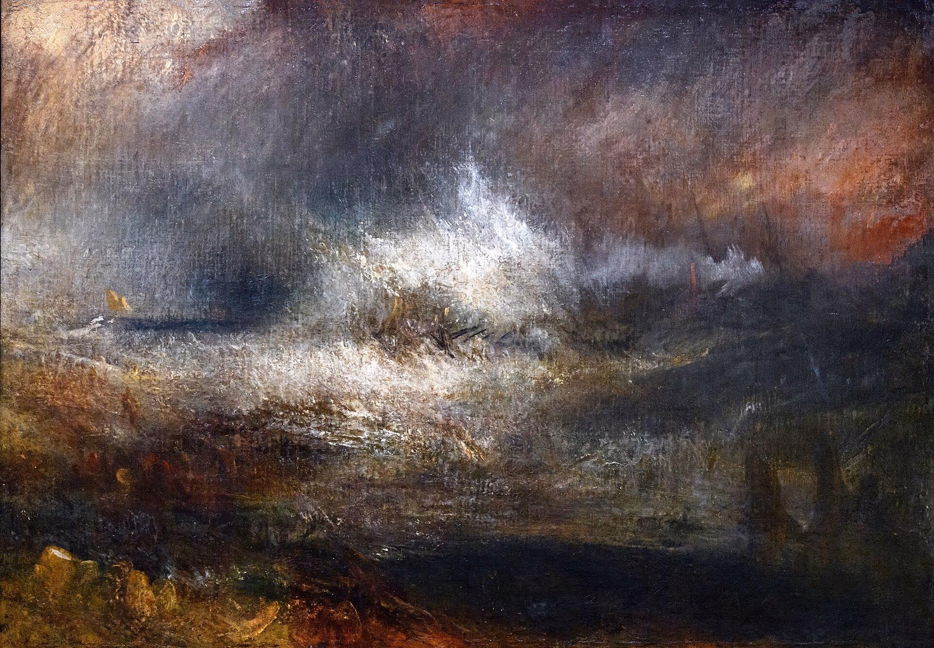 (Barcelona) Stromy Sea with Blazing Wreck - William Turner - Tate Britain