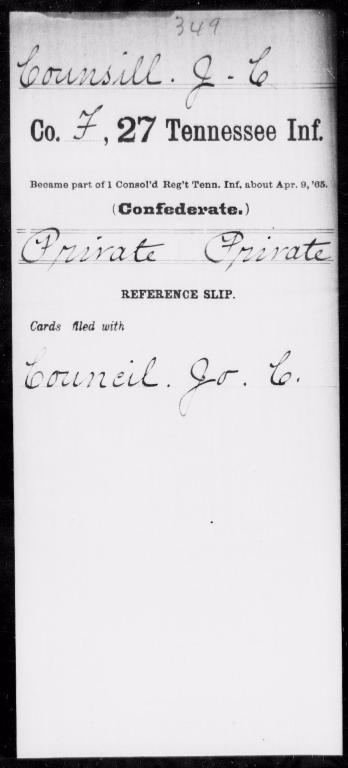 (Tennessee) Counsill, J C - Age (Blank), Year- (BLANK) - Twenty-seventh Infantry, A-F - DPLA - 4a7a7e332a4fa87a8edc884afca91e57