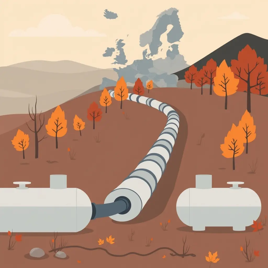 Energiakaupan symbolinen esitys syksyisessä maisemassa.